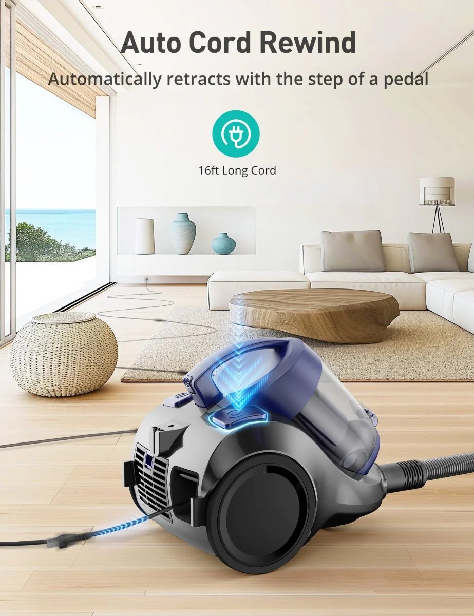 Eureka WhirlWind lightweight canister vacuum in blue